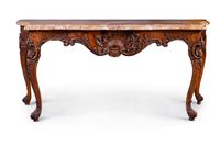 Paire de grandes consoles en chêne mouluré et sculpté à rich… (photo 2)