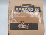 a cardboard box with a picture of a train on it