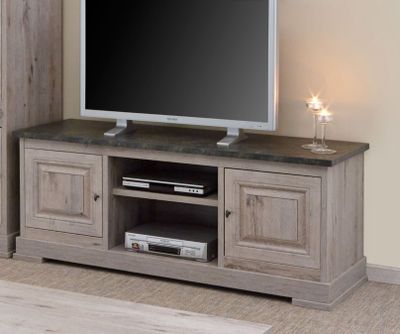 Meuble TV contemporain BOGOTTA MATELPRO, 2 portes + niches c…