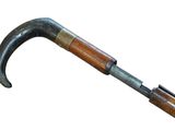 an old hammer with a wooden handle on a white background
