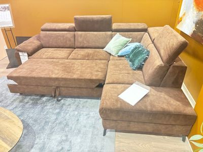 Canapé d'angle H&H modèle TARASCON en tissu marron (pv 3098€… - Photo 1