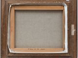 an old picture frame with a piece of paper taped around it