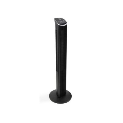 une image représentant une enceinte colonne noire sur fond blanc