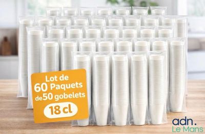 Expédition obligatoire - Lot de 60 paquets de 50 gobelets bl…
