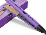 un gros plan sur un fer à lisser violet dans une boîte violette