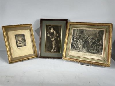 three framed pictures of a man and a woman on a white background