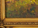 an oil painting of a field of yellow flowers in a gold frame
