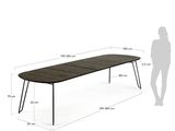 the table is made of wood and has black legs
