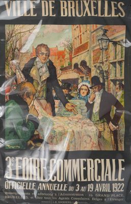 affiche représentant un groupe de personnes assises autour d'une table dans un restaurant