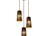 three lights that are hanging from the ceiling
