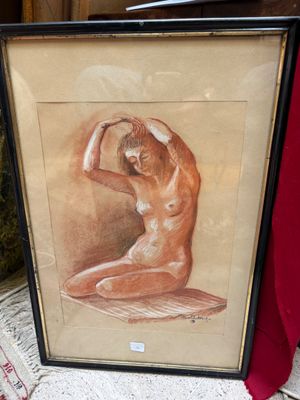 Paul PUTOIS de HOON (1912-1990), - Nue à la coiffure - Trois crayons s