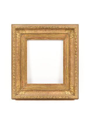 an old gold frame with a white background