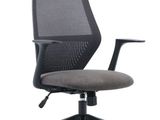 an image of a black office chair with a grey seat