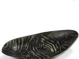 a black and white plate with a zebra print design on it