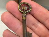 a person holding a small key in their hand