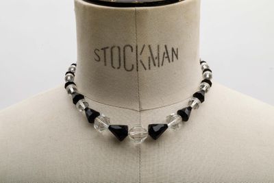 Collier ras de cou en perles de cristal translucide et crist…