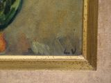 a painting of a parrot sitting on top of a table