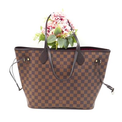 louis vuitton damier canvas tote bag with leather handles