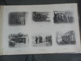 several black and white pictures of people in a boat on the water