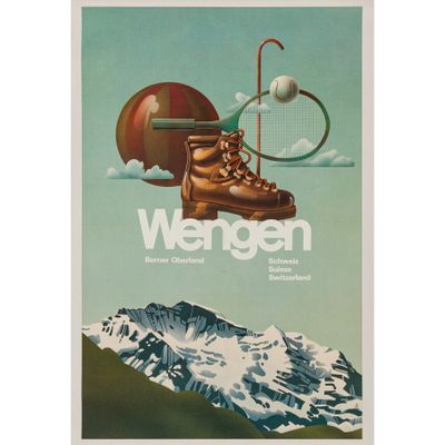 Wengen, Oberland bernois Affiche offset [Toile].