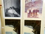 four pictures of a man and a woman on a boat