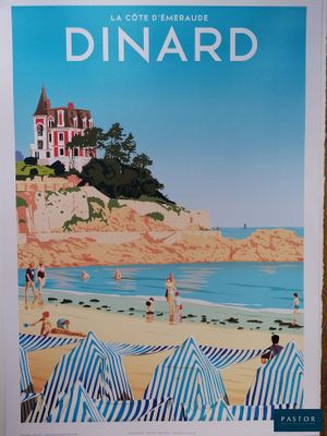 une image représentant une affiche sur laquelle figure une plage avec des personnes