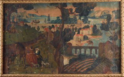 an image of a painting of a painting of people and animals