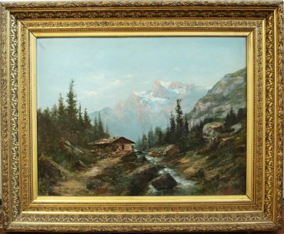 BAIN Jean (actif fin XIXème-début XXème), Paysage alpin, hst…
