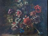 peinture d'une nature morte de fleurs dans un vase sur une table