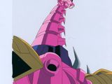 une image représentant une girafe assise sur le toit d'un véhicule rose