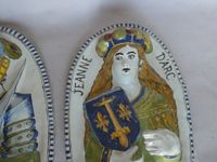 Paire de porte lumières d'applique en faïence polychrome à d… (photo 3)