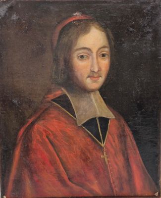 un tableau représentant un homme vêtu d'une robe rouge et d'un chapeau rouge