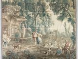 une image d'une tapisserie accrochée au mur d'une pièce