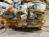 many bags of food in a shopping cart on the street