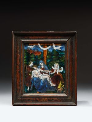 an image of a painting of a group of people in a forest