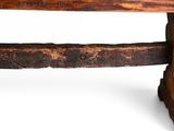 a wooden table with a wooden top on a white background