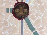 une photo d'un tableau représentant une horloge sur une feuille de papier