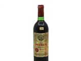 bottle of red wine on a white background with a red cap