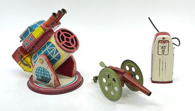 Ensemble de 3 jouets mécaniques en tôle lithographiée compre…
