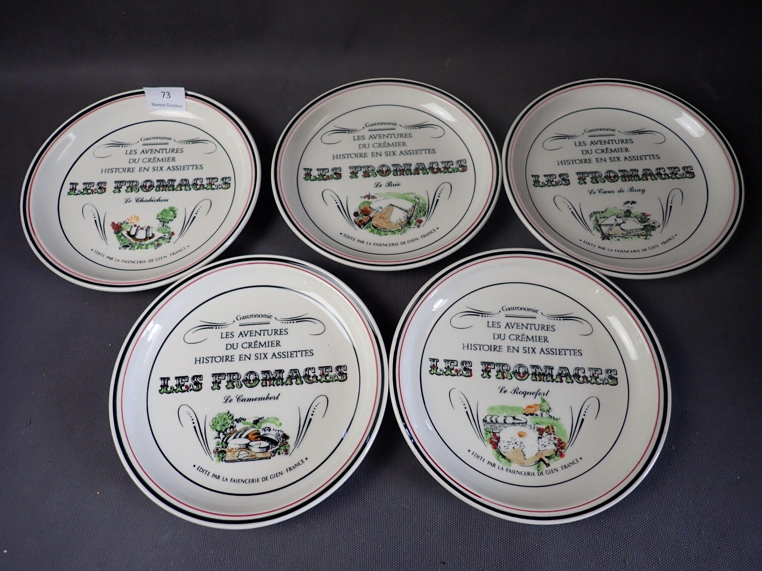 GIEN 5 assiettes à fromage en faïence