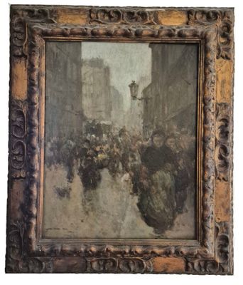 an image of a painting of a crowd of people walking down a street