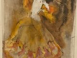 an image of a painting of a woman in a yellow dress