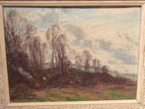 a picture of a painting of a landscape with trees