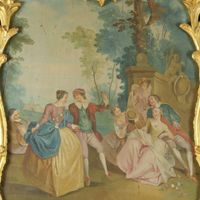 Miroir à fronton en bois sculpté redoré, fronton orné d'une … (photo 3)