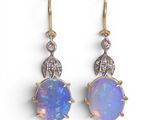 a pair of oplite and diamond earrings