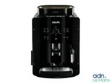 the krups coffee machine is black and has a black handle