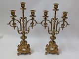 pair of antique brass candelabs with candlesticks