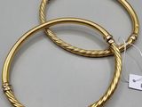 a pair of gold plated hoop earrings