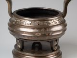 chinese bronze incense burner on stand with handles