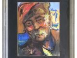 an oil painting of a man with a pipe in his mouth